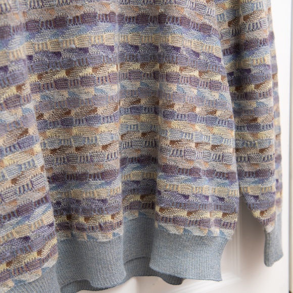 VTG VTG 100% Alpaca Wool Sweater COOGI Style Sz XL Colorful Stripes Grandpa Swea - Picture 3 of 5